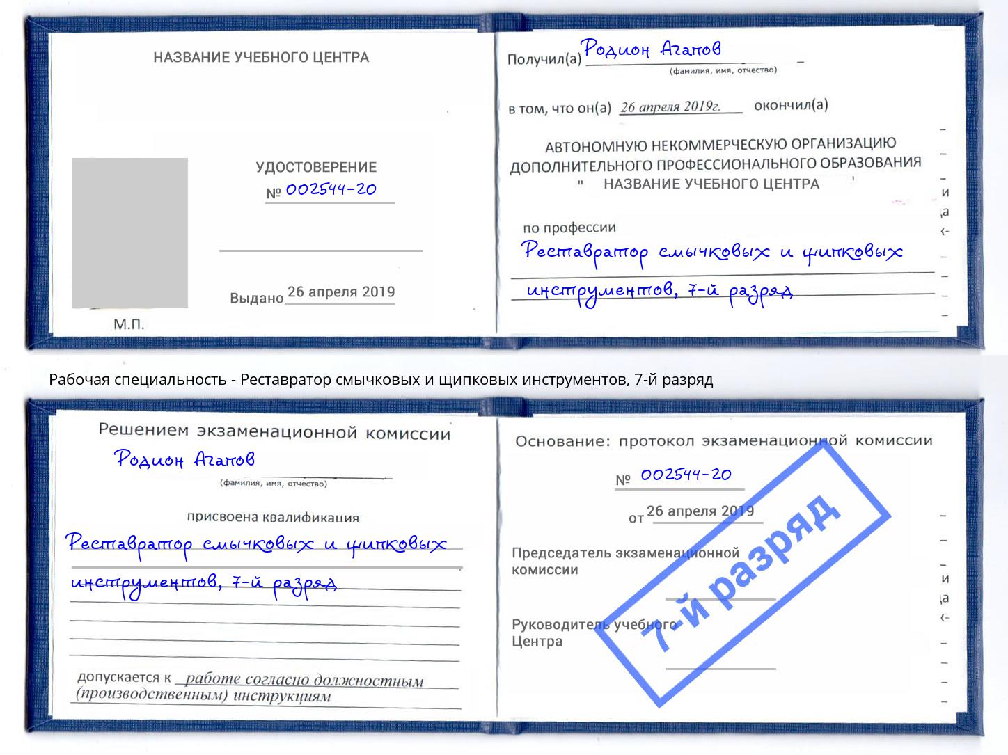 корочка 7-й разряд Реставратор смычковых и щипковых инструментов Моршанск